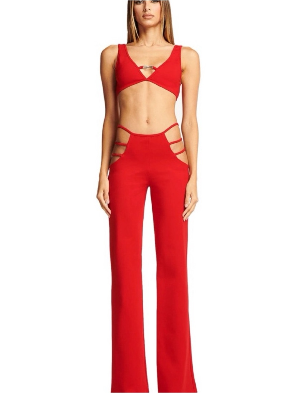 I.AM.GIA Red Strappy Flare Jeans